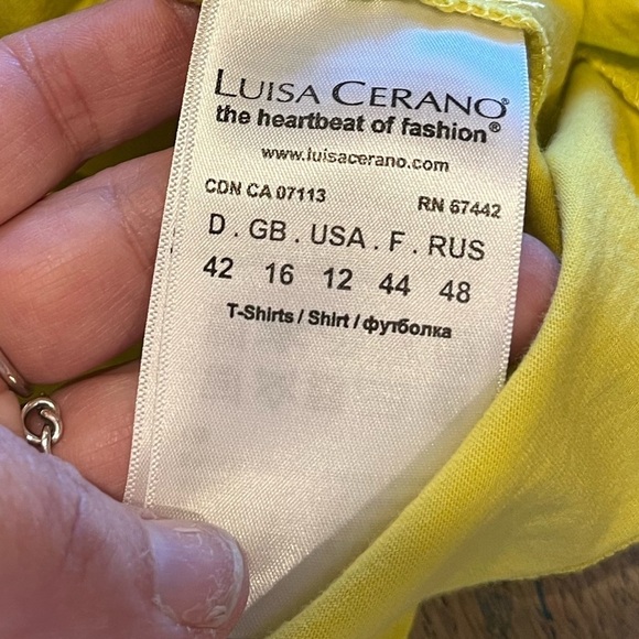 Luisa Cerano Organic Cotton T-Shirt – Yellow – Size 42 (US - Picture 4 of 6